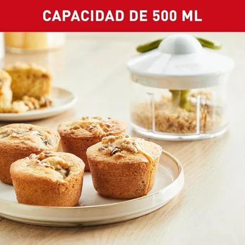 Tefal ▫️ 5 Segundos - Picador Manual 500 ml | 2 lâminas independentes, picado grosso, médio e fino, base antiderrapante, sem eletricidade, rápido e seguro, legumes, cebola, frutos secos 5