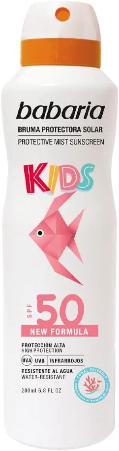 Babaria ▫️ Loção Protetora Solar Infantil SPF50 UVA-UVB e Infravermelhos, Propriedades Hidratantes, Contém Aloé Vera, Resistente à Água, Vegana, Unissexo - 200 ml