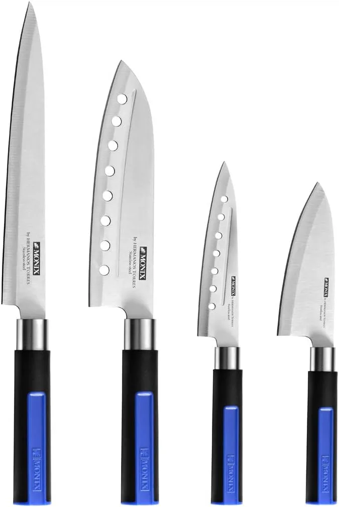 Monix ▫️ Conjunto de 4 facas japonesas Solid+, aço inoxidável