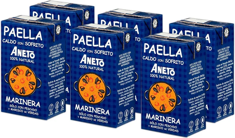 Aneto ▫️ 100% Natural - Caldo para Paella de Peixe e Marisco - caixa de 6 unidades de 1 L