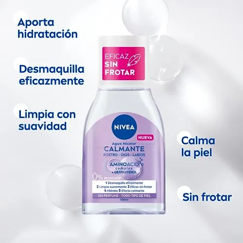 NIVEA ▫️ Água Micelar Calmante Mini - Desmaquilhante Facial - Com Dexpantenol - Desmaquilhante para os olhos, rosto e lábios - Limpa sem esfregar - Hidrata - Calmante - Para todos os tipos de pele - Embalagem de 12 x 100 ml 3