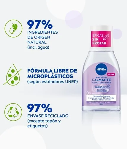 NIVEA ▫️ Água Micelar Calmante Mini - Desmaquilhante Facial - Com Dexpantenol - Desmaquilhante para os olhos, rosto e lábios - Limpa sem esfregar - Hidrata - Calmante - Para todos os tipos de pele - Embalagem de 12 x 100 ml 6
