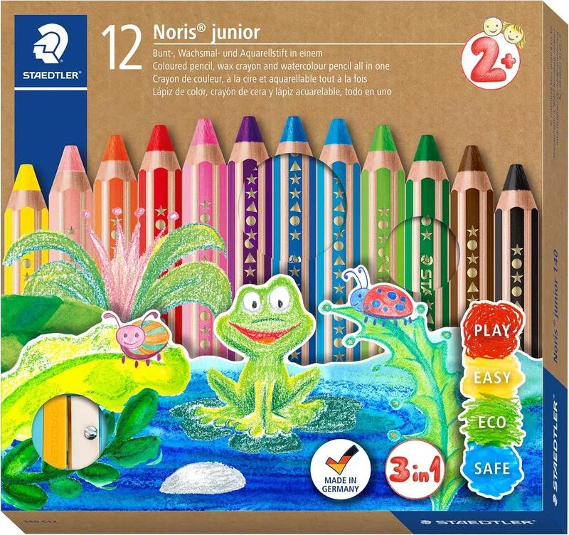 STAEDTLER ▫️ Noris junior 140 Lápis 3 em 1 – 12 cores