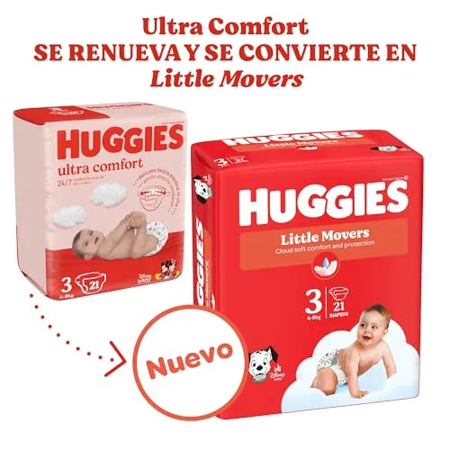 HUGGIES ▫️ Little Movers – Fraldas para bebé com motivos da Disney, Tamanho 3 (4-9 kg), Conforto para a pele 24 horas por dia, 7 dias por semana, 3 embalagens de 56 unidades, total de 168 fraldas 2