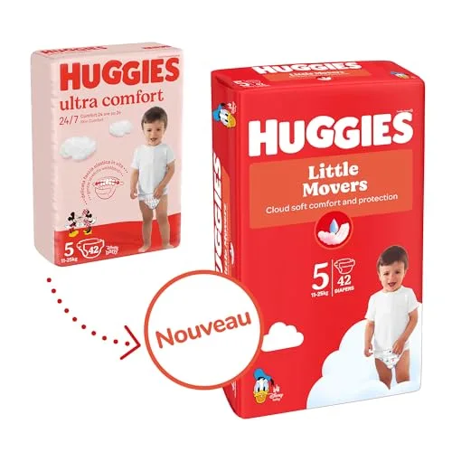 HUGGIES ▫️ Little Movers – Fraldas para bebé com motivos da Disney, Tamanho 5 (11-25 kg), conforto para a pele 24 horas por dia, 7 dias por semana, 3 embalagens de 42 unidades, total de 126 fraldas 2