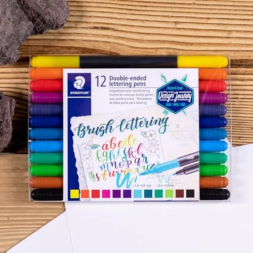 STAEDTLER ▫️ 3004 Caneta de caligrafia manual de ponta dupla – 12 cores, 1,0–6,0 mm 4