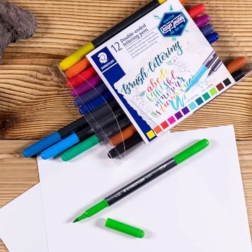STAEDTLER ▫️ 3004 Caneta de caligrafia manual de ponta dupla – 12 cores, 1,0–6,0 mm 5