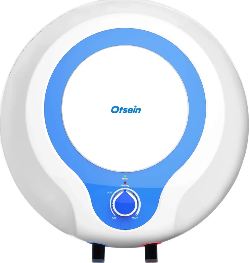 Otsein ▫️ OHTC15 - Aquecedor elétrico - Instalação vertical - Capacidade: 15 litros - Famílias pequenas - Dimensões do produto: 396 x 306 mm