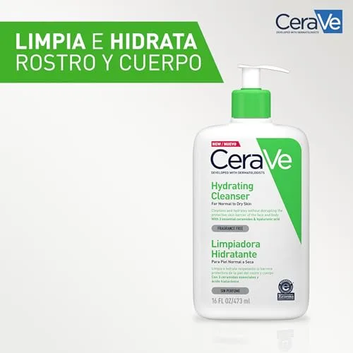 CeraVe ▫️ Hydrating Cleanser, Gel de limpeza hidratante em creme, 473 ml 5