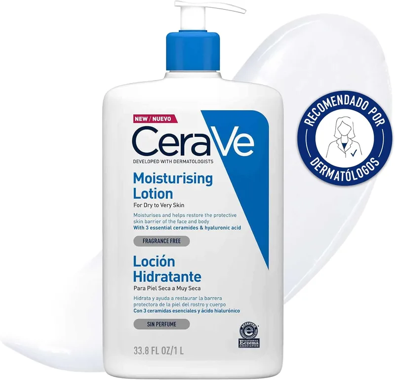 CeraVe ▫️ Loção Hidratante, Pele Seca a Muito Seca, Hidrata e Restaura a Barreira Protetora da Pele, Enriquecida com Ceramidas Essenciais e Ácido Hialurónico, Fórmula Leve, Adequada para Rosto e Corpo