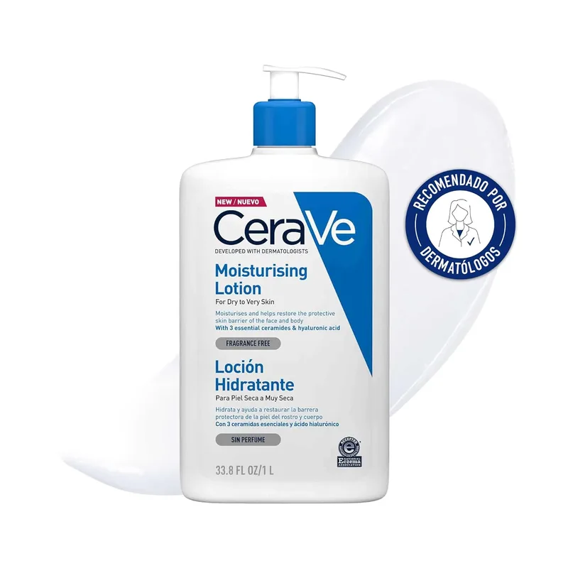 CeraVe Loção Hidratante, Pele Seca a Muito Seca, Hidrata e Restaura a Barreira Protetora da Pele, Enriquecida com Ceramidas Essenciais e Ácido Hialurónico, Fórmula Leve, Adequada para Rosto e Corpo