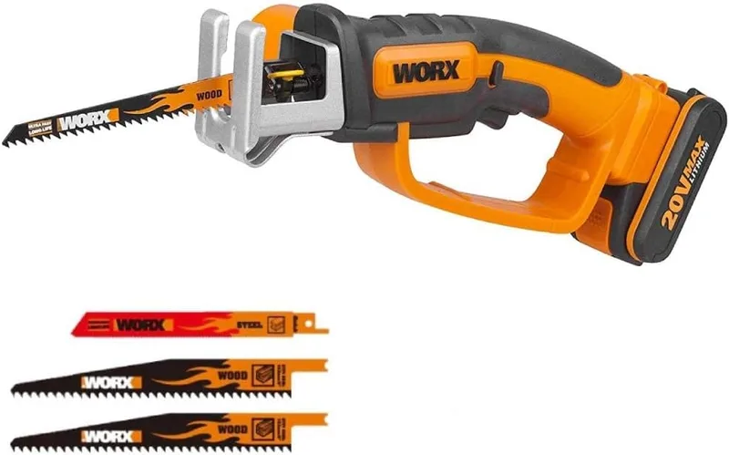 WORX ▫️ WG894E Serra multifunções 20 V-2 Ah, com 1 bateria e carregador incluídos, para madeira, plástico e ramos, compacta e leve, inclui lâminas universais para serra de recorte
