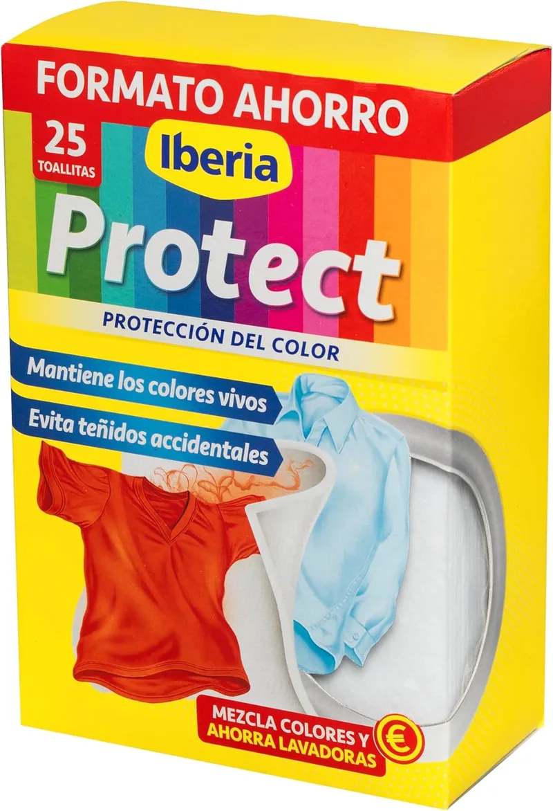 Iberia ▫️ Protect - Toalhitas Captura Colores para a máquina de lavar roupa, 25 unidades