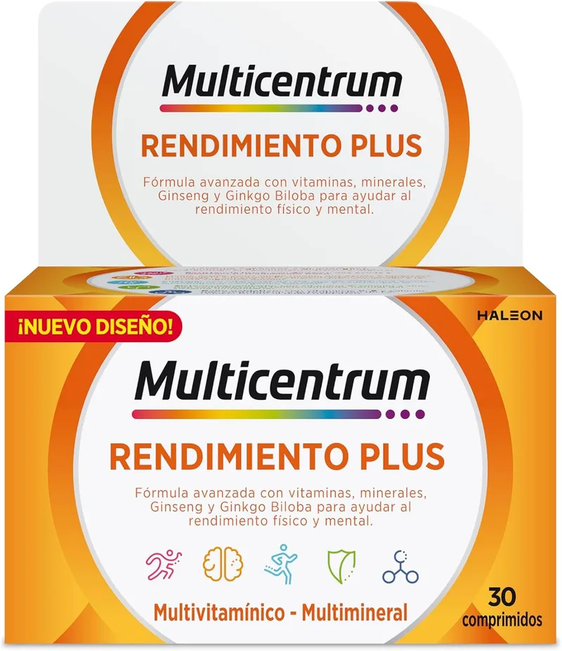 MULTICENTRUM ▫️ Plus Ginseng Ginkgo - Suplemento multivitamínico para adultos - 30