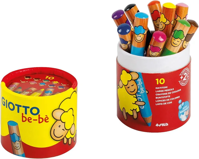 Giotto be-bè ▫️ Lápis de cor super laváveis, mina gigante, 7 mm, embalagem com 10 unidades