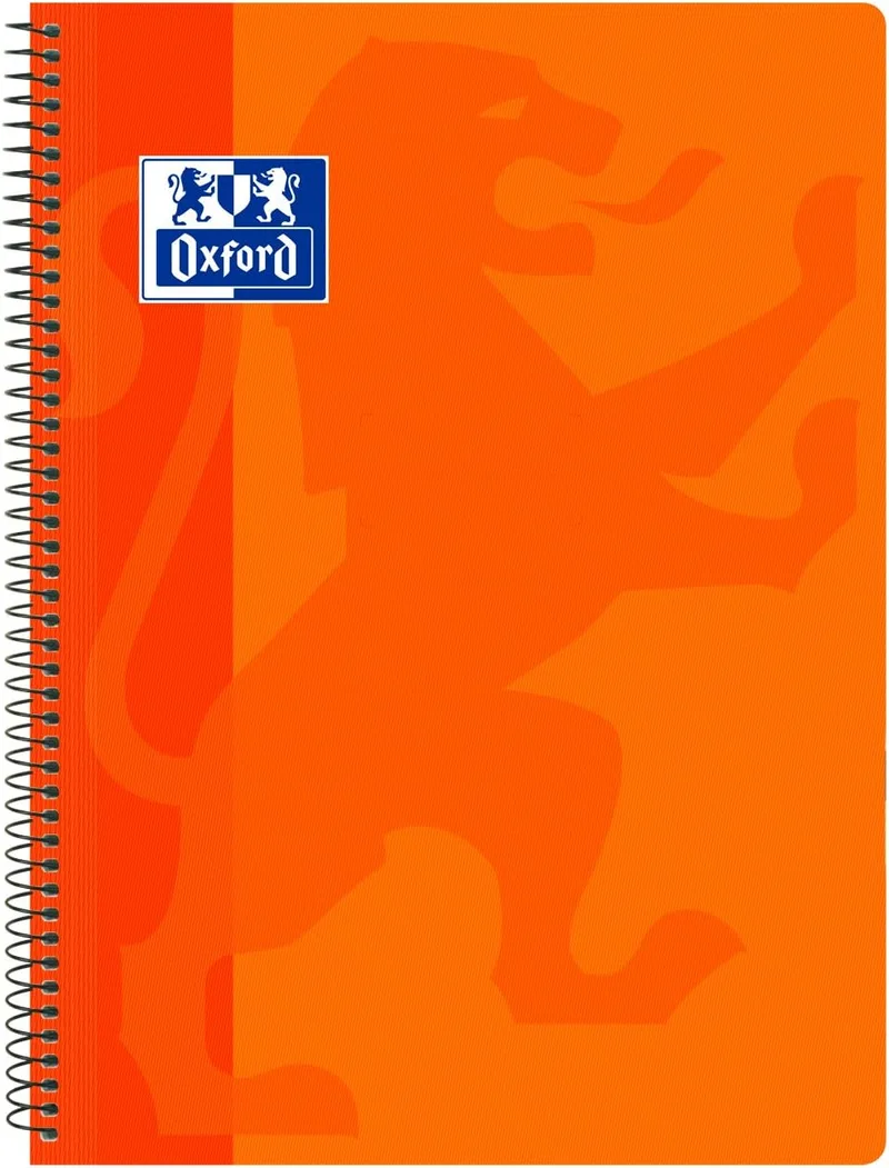Oxford ▫️ Caderno A4 (Folio), quadriculado 4x4, capa de plástico, cor laranja