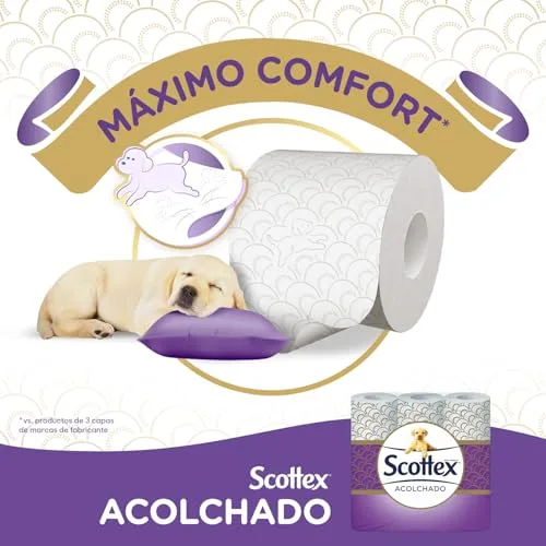 Scottex ▫️ Papel Higiênico Acolchado - 63 rolos (7 embalagens de 9 rolos) - Papel Higiênico de 3 camadas 2
