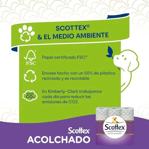 Scottex ▫️ Papel Higiênico Acolchado - 63 rolos (7 embalagens de 9 rolos) - Papel Higiênico de 3 camadas 5