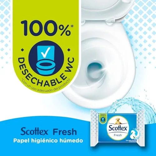 Scottex ▫️ Papel Higiénico Húmido Fresh com Água Micelar e Vitamina E, Biodegradável e Sem Plástico, Caixa com 12 embalagens de 38 toalhitas, Total de 456 Toalhitas Húmidas Descartáveis para a Sanita 5