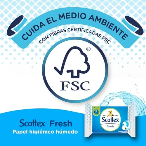 Scottex ▫️ Papel Higiénico Húmido Fresh com Água Micelar e Vitamina E, Biodegradável e Sem Plástico, Caixa com 12 embalagens de 38 toalhitas, Total de 456 Toalhitas Húmidas Descartáveis para a Sanita 7