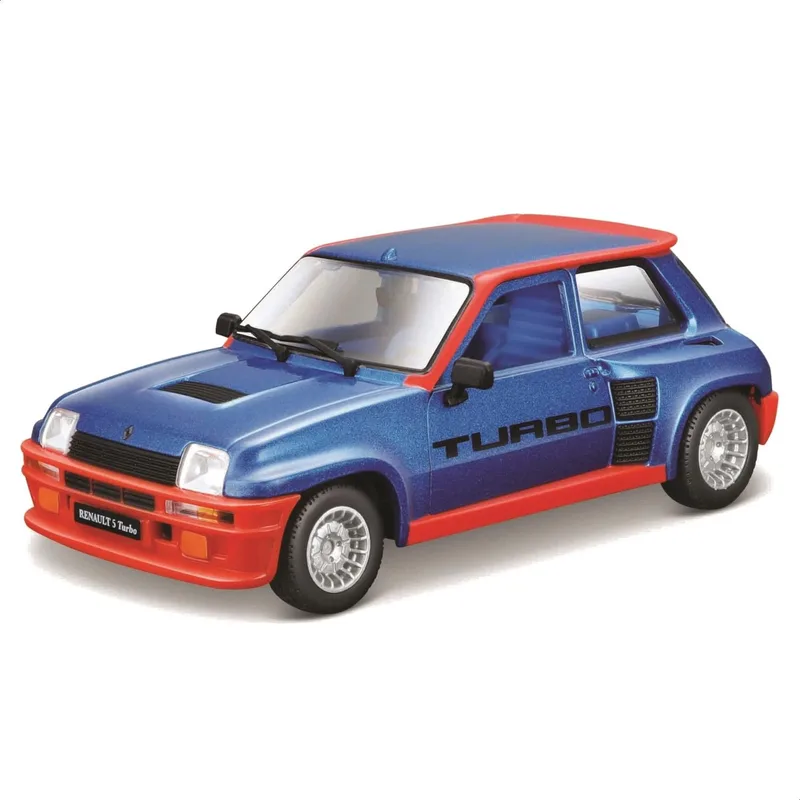 Bburago ▫️ Renault 5 Turbo, Carro à escala 1:24, réplica detalhada com portas de abrir, disponível em azul e vermelho, licença oficial Renault, idade recomendada 3+ anos