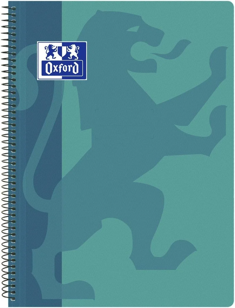 Oxford ▫️ Bloco de notas A4 (Folio), grelha 4x4, capa de plástico, cor acqua