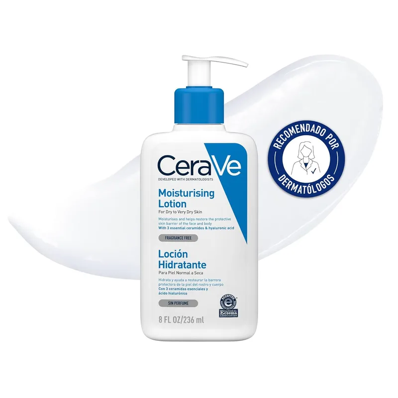 CeraVe Loção Hidratante, Pele Seca a Muito Seca, Hidrata e Restaura a Barreira Protetora da Pele, Enriquecida com Ceramidas Essenciais e Ácido Hialurónico, Fórmula Leve, Adequada para Rosto e Corpo