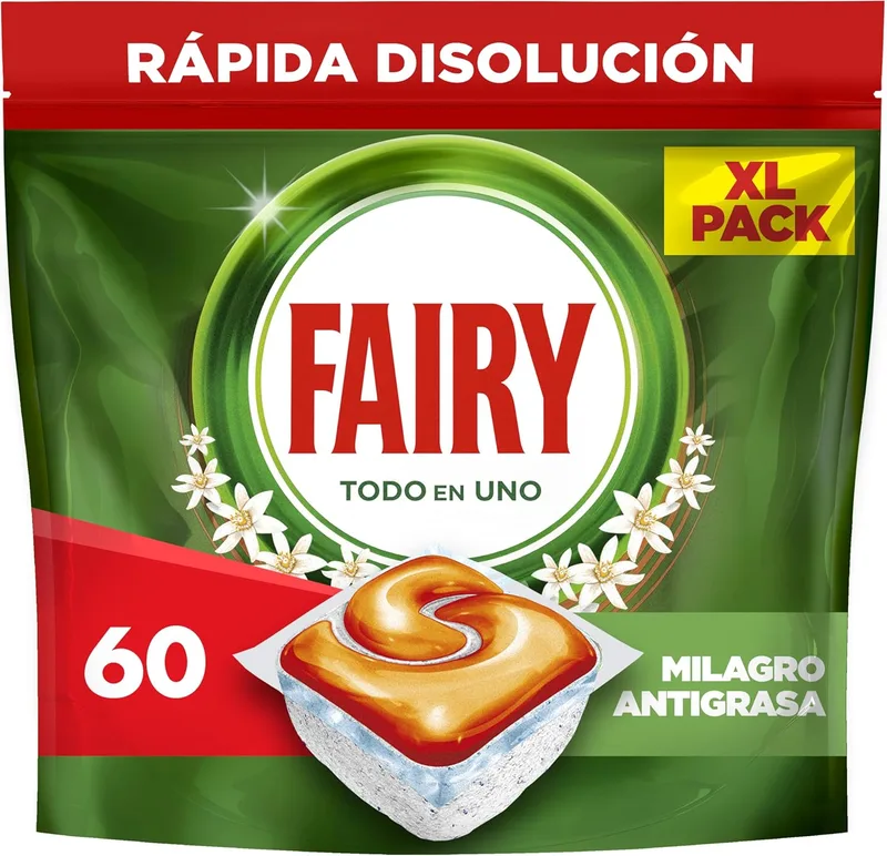 FAIRY ▫️ Original All In One Orange Dishwasher Capsules, 60 cápsulas, eficaz mesmo em gorduras secas,