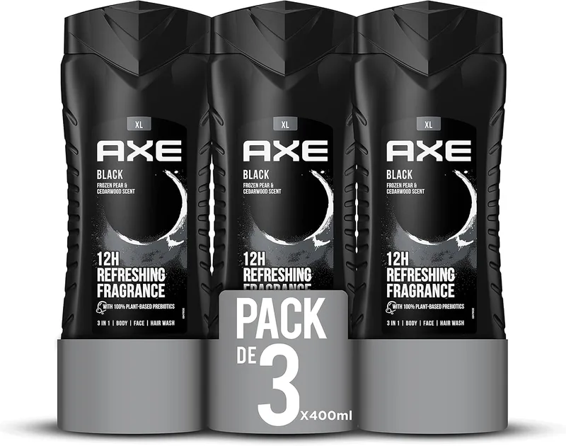 AXE ▫️ Gel de banho para homem Black 400 ml - Embalagem de 3