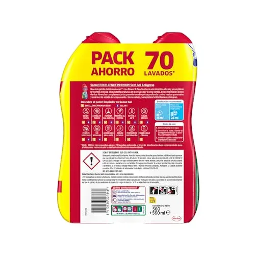 Somat ▫️ Excellence Gel Anti-Gordura (70 lavagens), detergente desengordurante para máquina de lavar louça, detergente líquido automático para máquina de lavar louça em garrafa, detergente para louça com agentes desengordurantes ativos 2