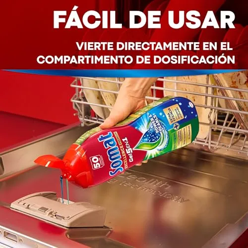 Somat ▫️ Excellence Gel Anti-Gordura (70 lavagens), detergente desengordurante para máquina de lavar louça, detergente líquido automático para máquina de lavar louça em garrafa, detergente para louça com agentes desengordurantes ativos 4