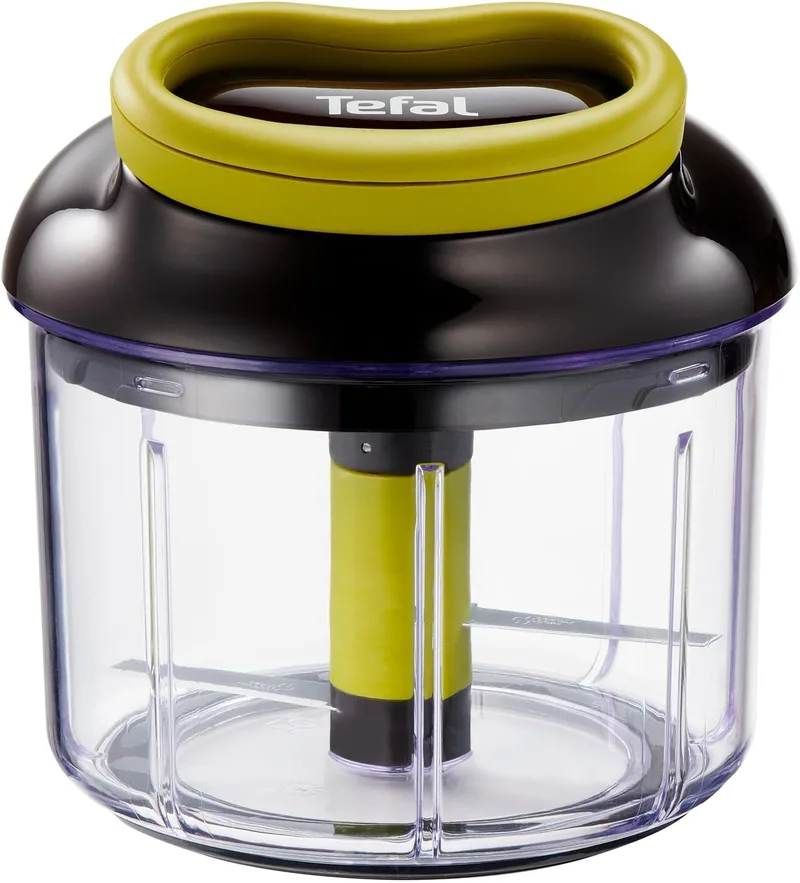 Tefal ▫️ 5 Seconds - Picadora manual 900 ml | 2 lâminas de aço inoxidável, sem eletricidade, rápida e segura, para legumes, cebolas, frutos secos, nozes, guacamole, fácil de limpar