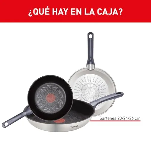 Tefal ▫️ Daily Cook - Conjunto de 3 frigideiras de 20/24/26 cm, aço inoxidável 2