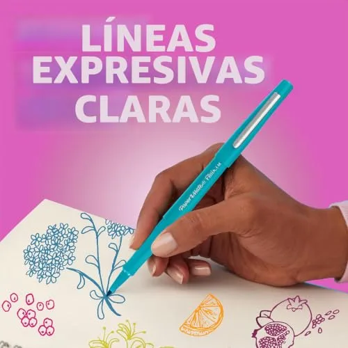 Paper Mate ▫️ Marcadores Flair com ponta de feltro | ponta média (0,7 mm) | preto | embalagem de 5 5