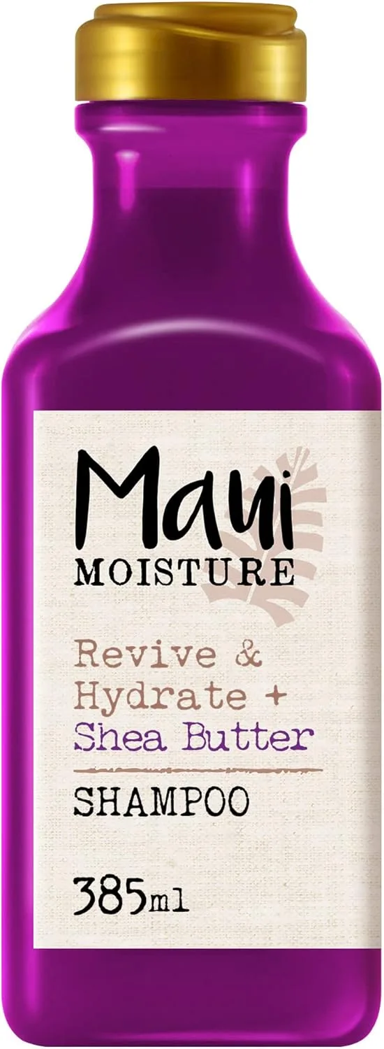 Maui Moisture ▫️ Champô Revitalizante e Hidratante com Manteiga de Karité, para Cabelo Seco e Danificado, 385 ml | Para Cabelo Seco e Encrespado, com Manteiga de Karité, Óleo de Coco e Macadâmia, Vegano, Sem Sulfatos, Silicones nem Parabenos
