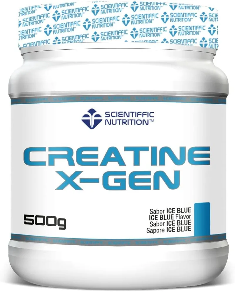 MST SCIENTIFFIC NUTRITION ▫️ Scientiffic Nutrition - Creatina X-Gen, Creatina Monohidrato em Pó para Pré-treino, Ganho de Massa Muscular, Melhoria do Desempenho Desportivo, Alta Solubilidade - Sabor Azul Gelo, 500g