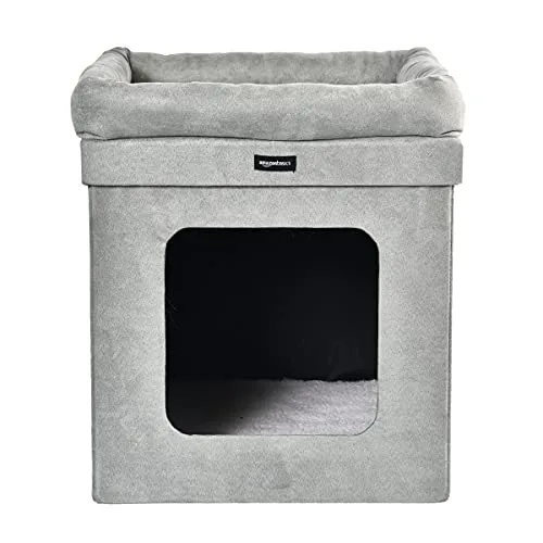 Amazon Basics ▫️ Casinha dobrável para gatos, cinzenta, 38 cm x 38 cm x 43 cm 3