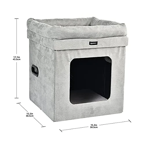 Amazon Basics ▫️ Casinha dobrável para gatos, cinzenta, 38 cm x 38 cm x 43 cm 5