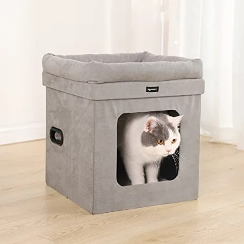 Amazon Basics ▫️ Casinha dobrável para gatos, cinzenta, 38 cm x 38 cm x 43 cm 6