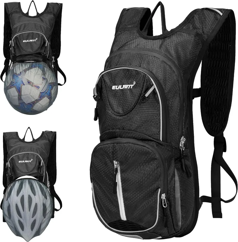 EULANT ▫️ Mochila Pequena para Bicicleta, Mochila de Hidratação Impermeável de 12 L, Mochila de Ciclismo com Elementos Refletores para BTT, Caminhadas, Corrida, Natação e Praia, com Camada Isolante e Rede para Bolas