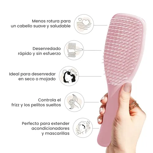 Tangle Teezer ▫️ Escova Ultimate Detangler - Escova para desembaraçar cabelo seco e molhado - Adequada para todos os tipos de cabelo - Pinos de dupla altura para reduzir a quebra e eliminar os nós - Rosa Millennial 4