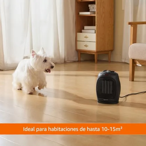 Amazon Basics ▫️ Aquecedor cerâmico oscilante, 1800 W, com termóstato regulável, Preto 6