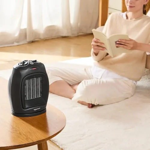 Amazon Basics ▫️ Aquecedor cerâmico oscilante, 1800 W, com termóstato regulável, Preto 7