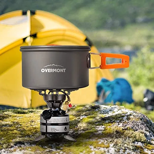 OVERMONT ▫️ Conjunto de 14 peças de utensílios de cozinha para campismo: panela, frigideira, bule e louça para acampamento, caminhadas e excursões ao ar livre, em alumínio 2
