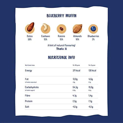 nākd. ▫️ Muffin de Mirtilo | Barras cruas de fruta e frutos secos | 18 x 35 g 2