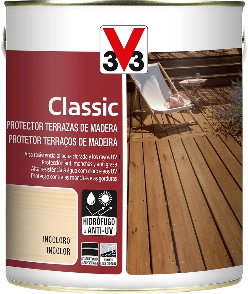 V33 ▫️ Protetor para Terraços de Madeira Clássico Mate Incolor 2,5L