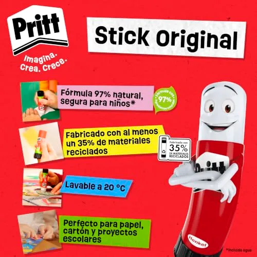 Pritt ▫️ Stick Original - Cola em barra escolar para trabalhos manuais, 4 x 11 g 4
