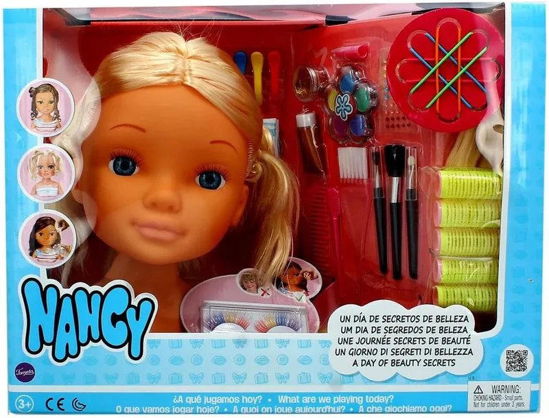 Nancy ▫️ Um Dia de Segredos de Beleza Loira, boneca com cabelo comprido para pentear e maquilhar, com acessórios de beleza como pentes, pincéis, pestanas postiças ou autocolantes, cores variadas