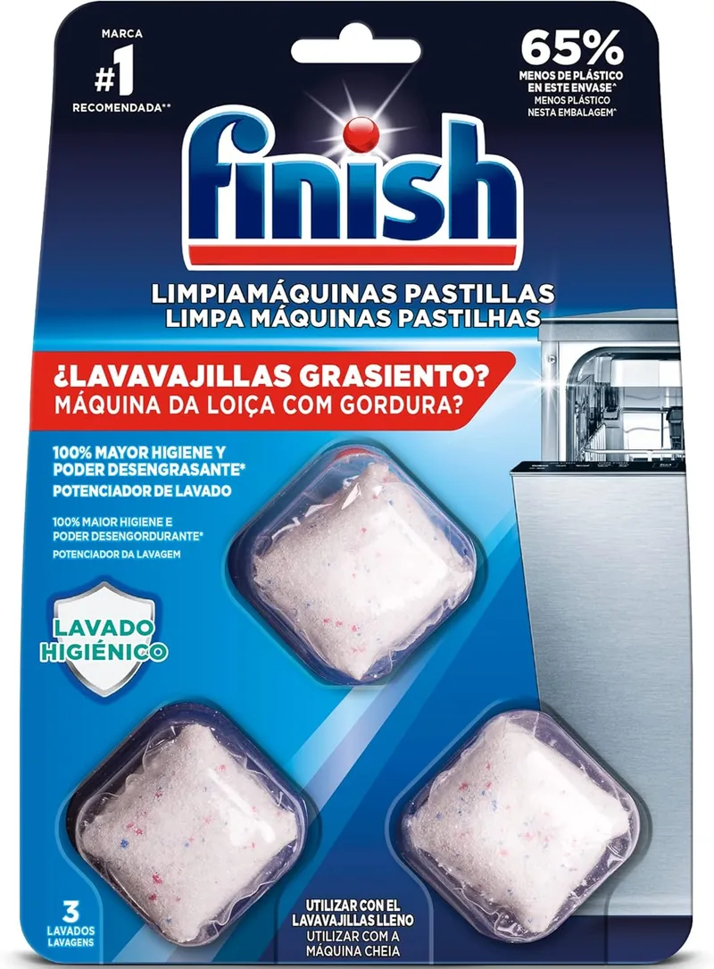 Finish ▫️ Pastilhas de limpeza para máquinas de lavar loiça remove o calcário e a gordura durante a lavagem, 3 embalagens x3