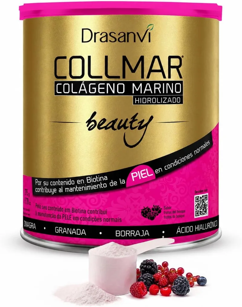 Drasanvi ▫️ COLLMAR BEAUTY COLÁGENO MARINHO PARA A PELE, Colagénio Hidrolisado com Vitamina C Natural, Biotina e Ácido Hialurónico, Pele Bonita e Hidratada, Sabor a frutos silvestres, 275 g | Colagénio com vitamina C e biotina | Beauty Collagen: pele bonita e hidratada | Sabor a frutos silvestres, 2